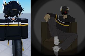 draw custom roblox art illustration and roblox anime style character avatar pfp