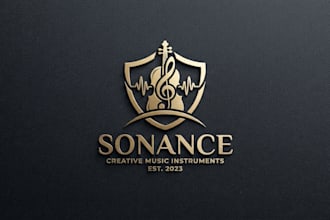 design a creative music instrument logo for your brand