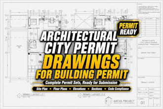 draft architectural city permit drawings for building permit