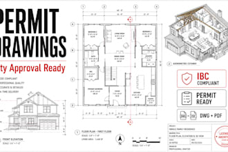 draft city permit drawings and architectural blueprints