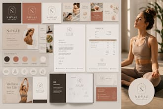 design brand identity, logo design, branding kit, visual identity and mockup
