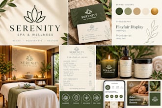 create luxury spa branding, wellness logo, brand kit and brand style guide