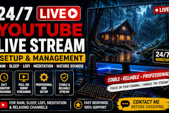 setup a 24 7 youtube live stream for rain, lofi and sleep