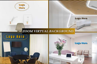 create the zoom, google meet mockup background with 3d logo