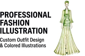 hand draw professional fashion illustrations and outfit sketches