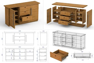 design custom cnc furniture, dxf files, 2d drawings and 3d models