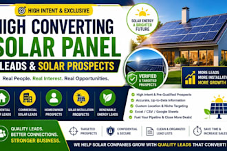 provide high converting solar panel leads high intent solar prospects