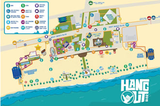illustrate an isometric festival wayfinding map for your seasonal event