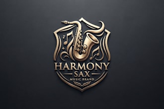 design a stylish saxophone logo for your music brand