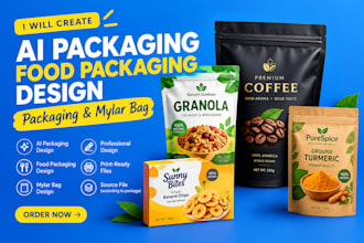 create ai packaging, food packaging design, packaging and mylar bag ai packaging