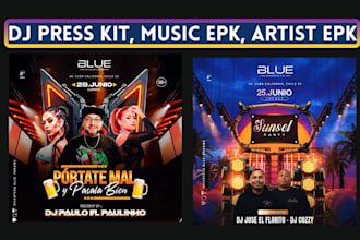 design artist press kit, dj press kit, music kit, speaker one sheet, event flyer