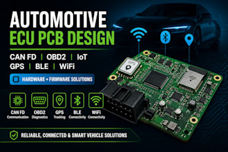 design automotive ecu pcb, can fd, obd2, iot, gps, ble, wifi and firmware
