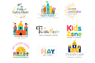 design professional childcare, education kids, and children logo