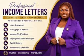 draft professional income letters for llc, s corp, w2, 1099 and k1 income