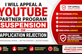 appeal a youtube partner program suspension or application rejection