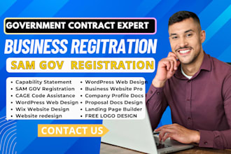 assist with sam gov business registration website, cage code, uei, bid proposal