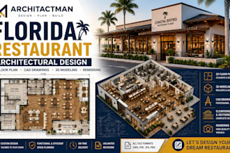 design florida restaurant architectural design floor plan cad 3d modeling