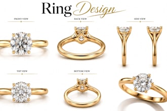 design custom jewelry rings in 3d cad for printing and realistic rendering