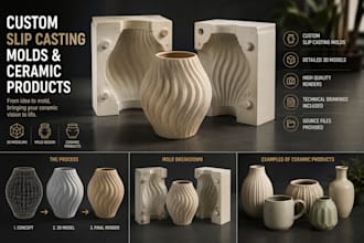 create custom slip casting ceramic model and 3d models
