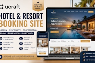 ucraft hotel resort reservations rooms hospitality booking modern website