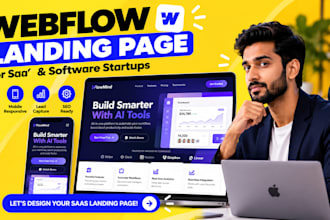 design webflow saas landing page for startups, webflow saas landing page design