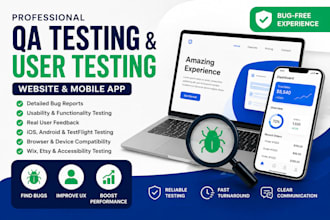 do user testing app testing UX feedback website testing QA iphone ipad android