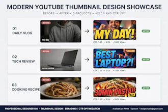 design modern eyes catching youtube thumbnails