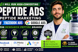 run peptide ads peptide marketing facebook ads google ads research peptide brand