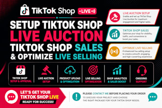 setup tiktok shop live auction, tiktok shop sales, and optimize live selling