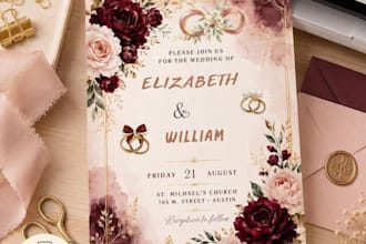 design luxury canva wedding invitation program rsvp outdoor and wedding signage
