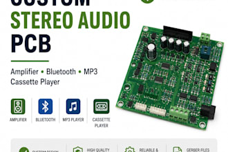 design custom stereo audio pcb, amplifier, bluetooth, mp3 and cassette player