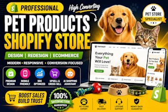 design pet accessories shopify store pet product website with ai sales agent