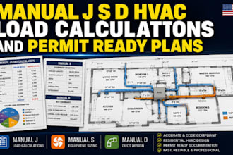 create manual j s d hvac load calculations and permit ready plans