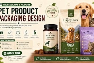design modern pet food packaging and product label