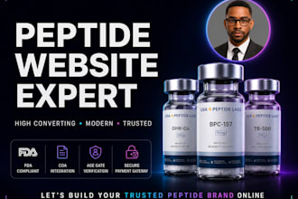 build fda peptide website, shopify peptide website, woocommerce peptide website