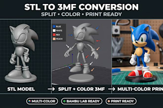 convert stl to 3mf split 3d model for multicolor 3mf bambu lab ams 3d printing