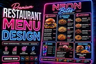 design a modern restaurant, cafe, or food menu
