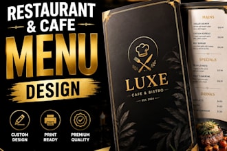 design a modern restaurant or cafe menu