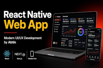 develop a react native web app with modern UI UX design