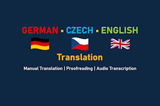 translate or proofread between german, czech, and english