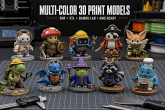 design multicolor 3d print model 3mf stl file for bambu ams prusa printin in 24h