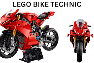 create custom lego technic lego set bike, car with part list and instructions