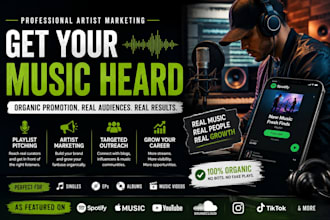do organic music promotion, playlist pitching and artist marketing