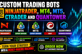 develop custom trading bots for ninjatrader, mt4, mt5, ctrader and quantower