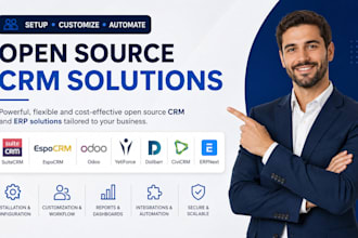 setup open source CRM suitecrm espocrm odoo yetiforce dolibarr civicrm erpnext