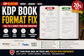 fix KDP rejected books, formatting errors, paperback and ebook formatting issues