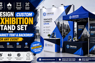 design custom exhibition stand set with market tent backdrop for any event