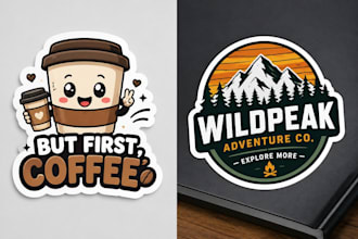 create modern die cut, kiss cut, contour sticker design sticker pack