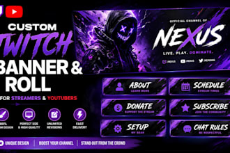 design custom twitch banner and roll  for streamers and youtubers