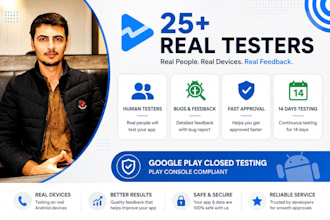provide 12 real testers for google play closed testing